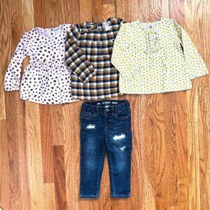 BUNDLE: 3 long-sleeve tops & 1 distressed skinny jeans in great condition 3T